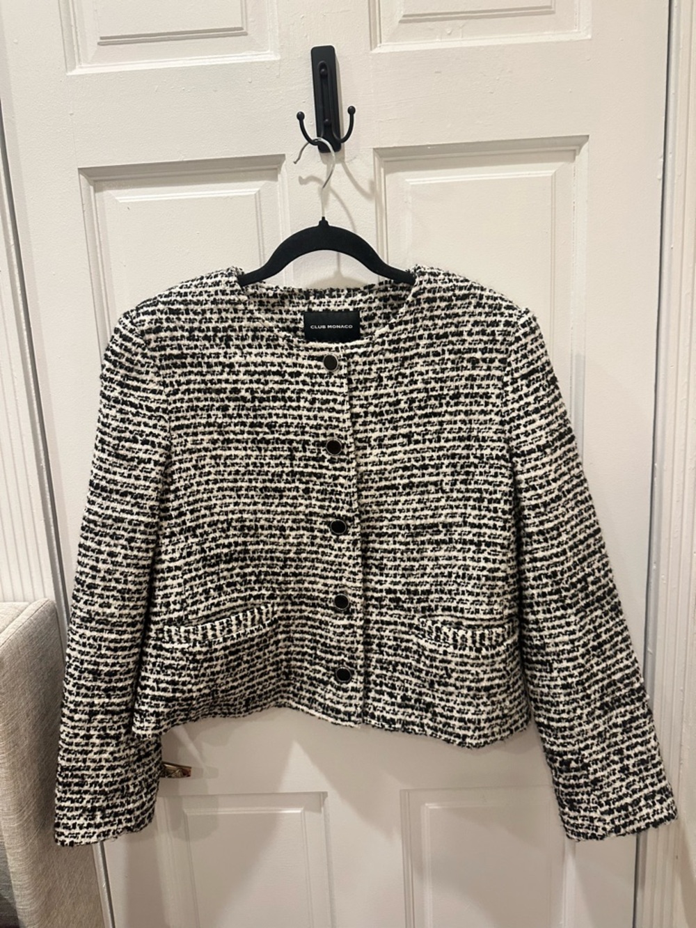 Club Monaco Black & White Tweed Blazer
